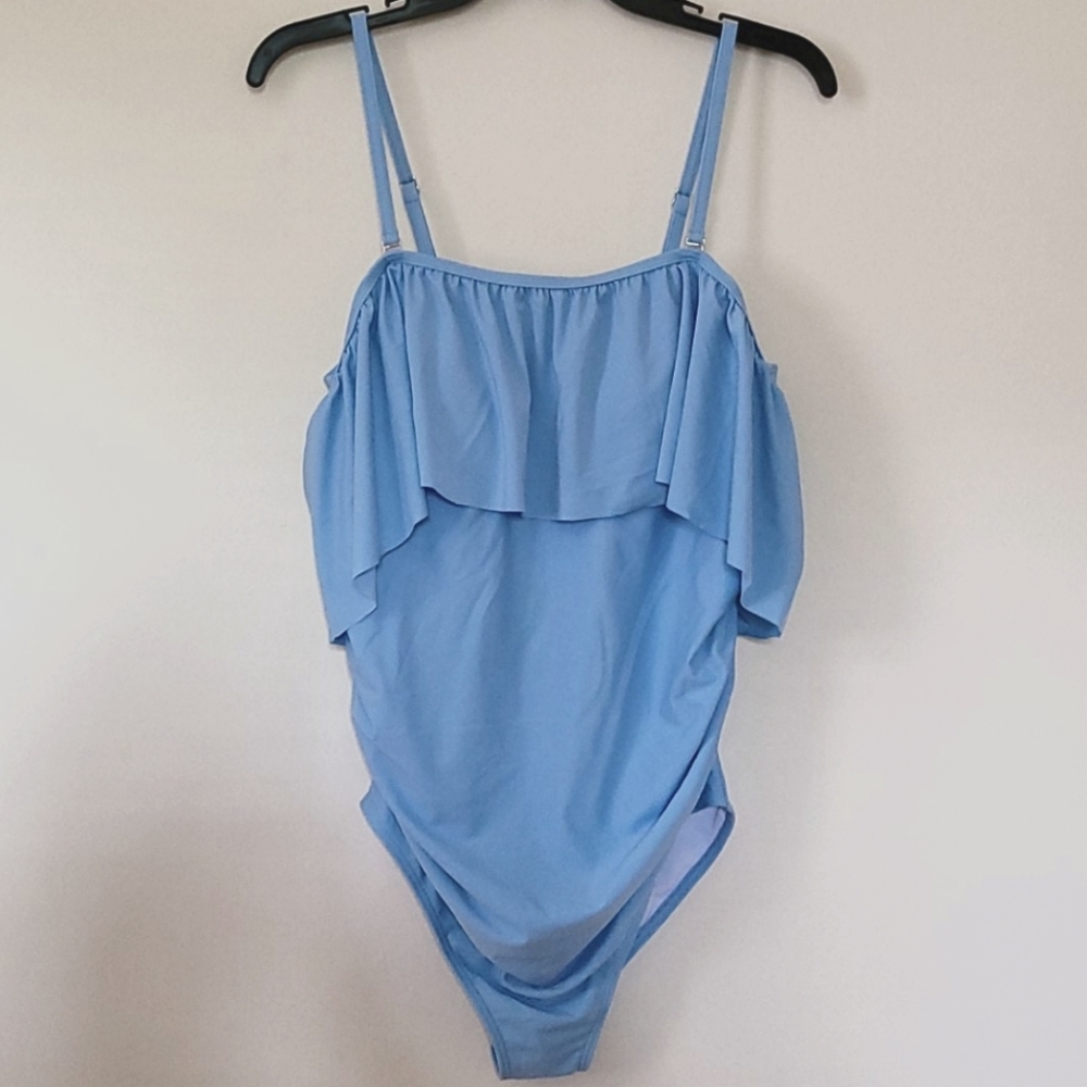 Pinkblush Ruffle Trim Maternity swimsuit